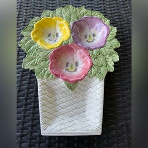 NWT Vintage Fitz and Floyd pansy serve dish